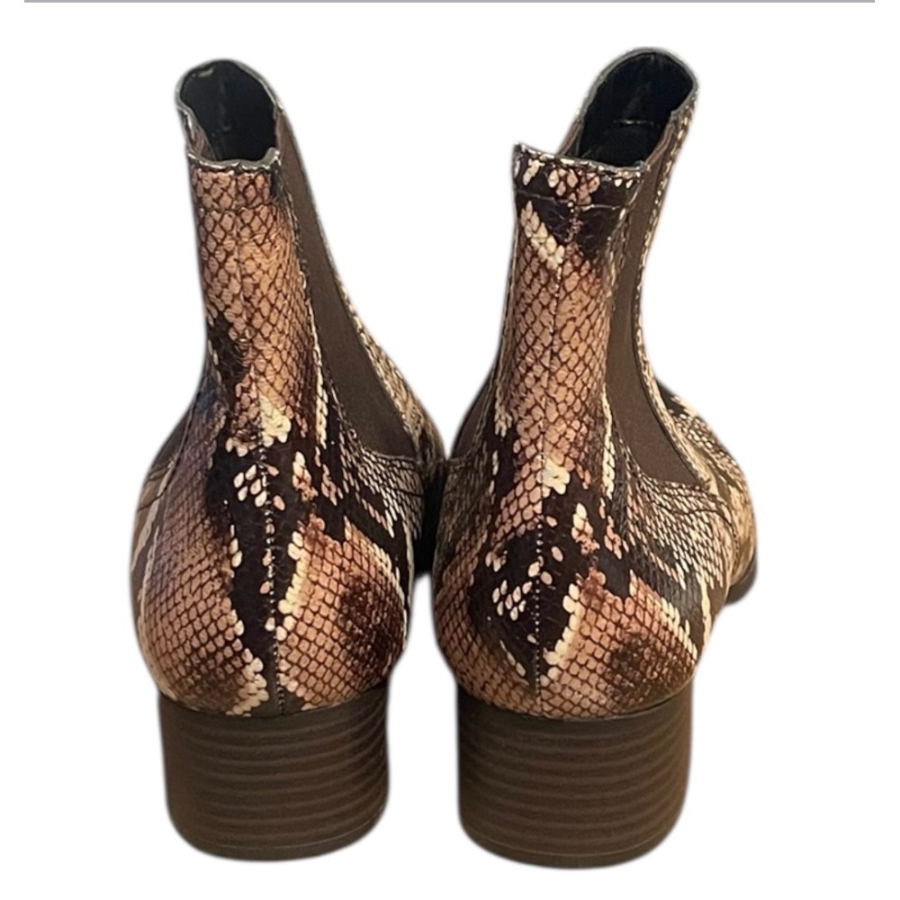 Alex Marie Snake Print Ankle Boots Women's Size 8M Block Heel Chelsea Booties - Picture 3 of 5